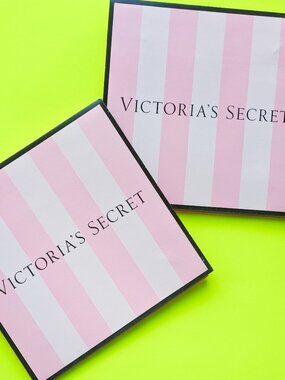 Victoria's Secret Small Square Pink Iconic Strips Boxes - Lot of 2